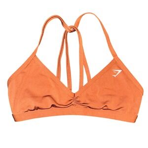 Gymshark Womens Small Multi-Strap Ruched Front Sports Bra Rust Orange